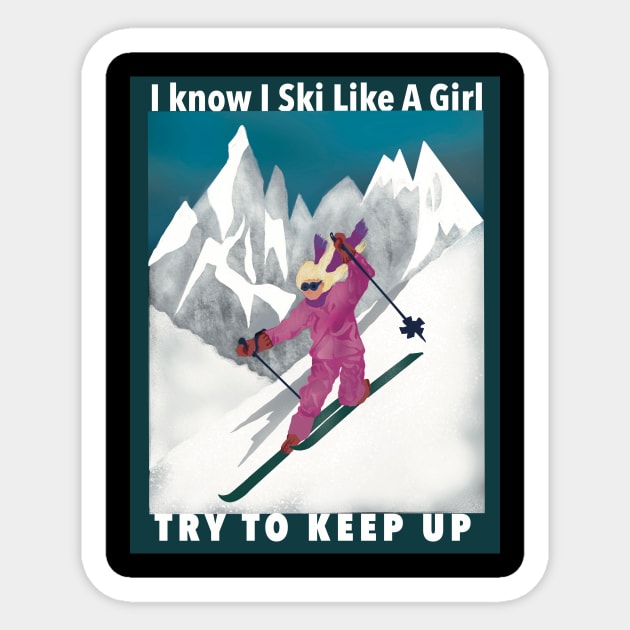 Pretty Girl Downhill Skier Sticker by AtkissonDesign